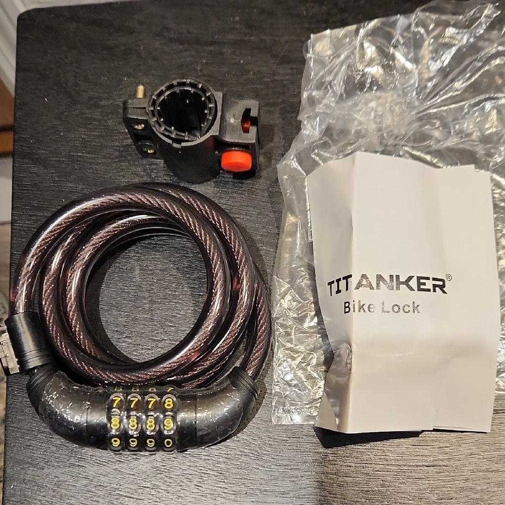 NWOT TITANKER Cable Combination Bike Lock in Brown/Black
